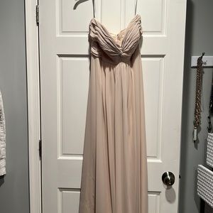 Champagne color strapless bridesmaid dress